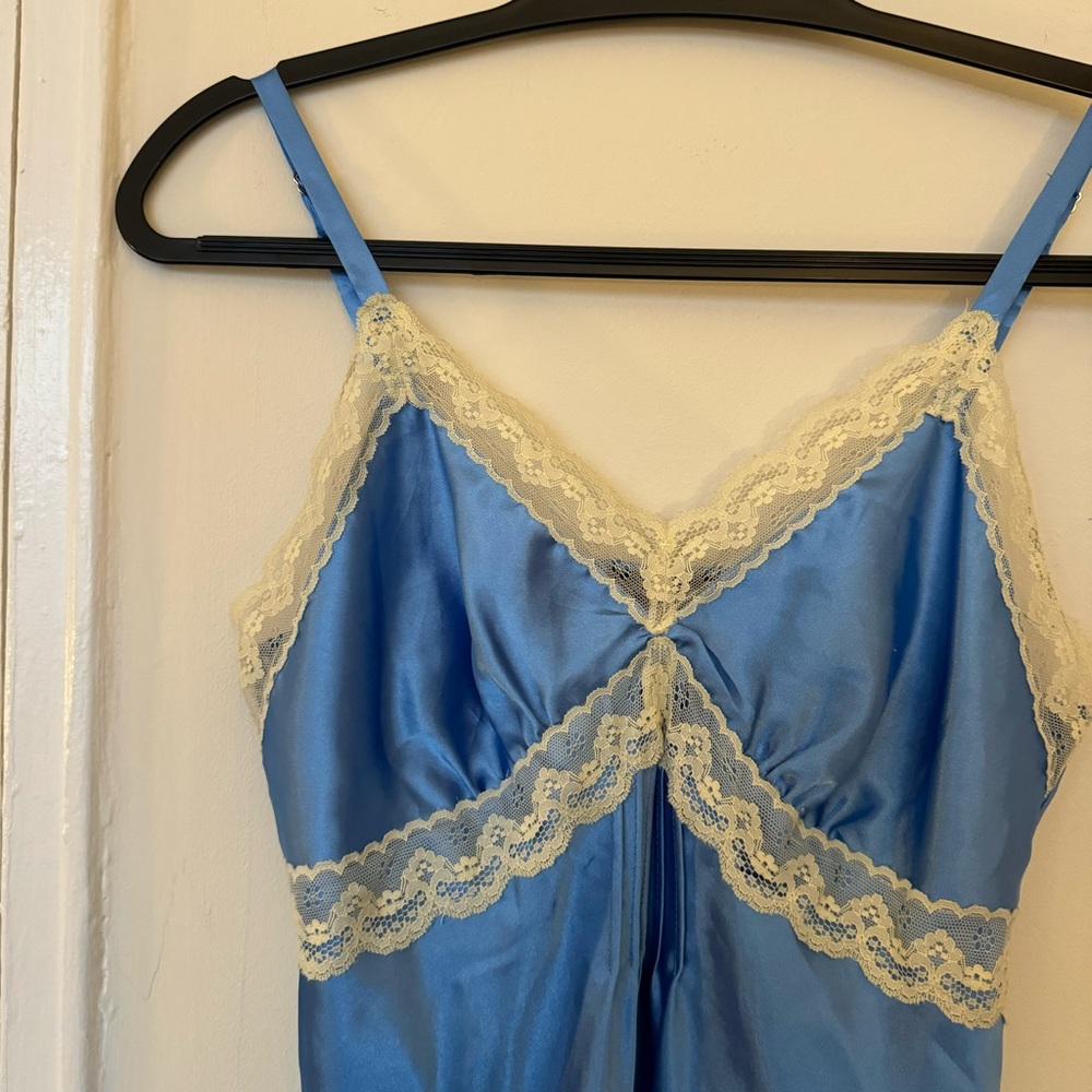 ❌ SOLD ❌ Vintage Jones New York Blue Mini Slip Dress - Picture 4 of 6